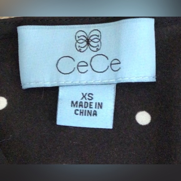 CeCe Black & White Polka dot Blouse size XS x-small - Picture 6 of 7